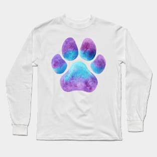 Purple Blue Paw Print Long Sleeve T-Shirt